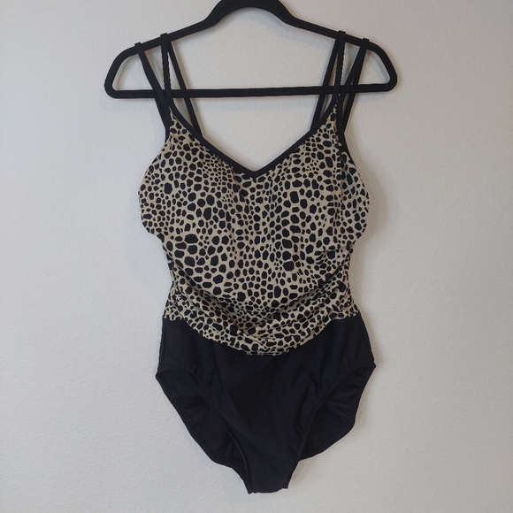 Miraclesuit Animal Print One Piece Swimsuit Size 14 - Picture 1 of 8